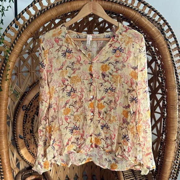 RAGA Button Up Metallic Sheer Blouse - Picture 1 of 7